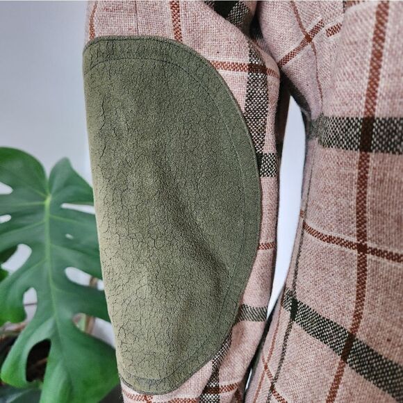 Vintage Virgin Wool 60s 70s Plaid Ladies Blazer Jacket Elbow Patches Designer Eq - Picture 12 of 14